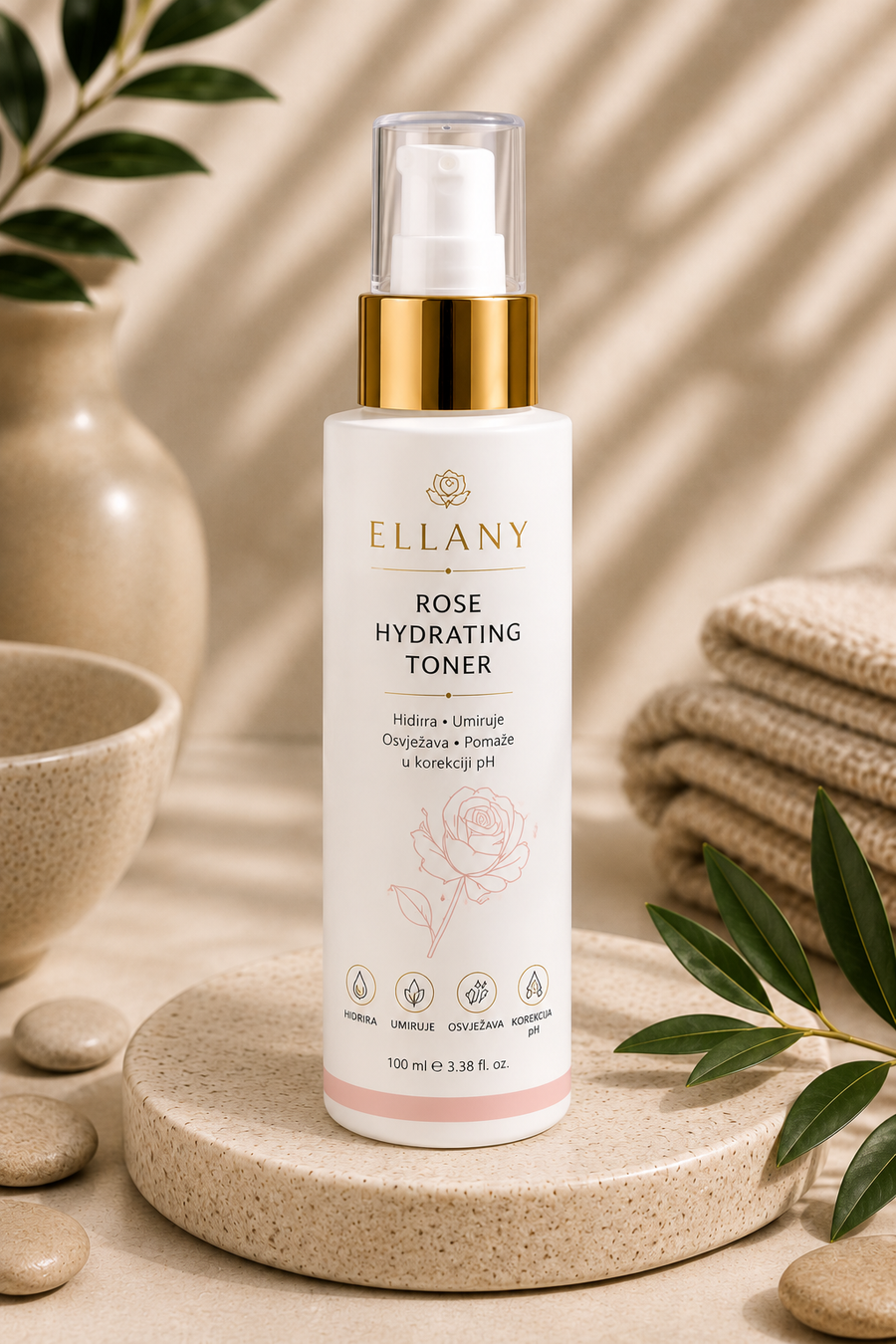 ELLANY Rose Hydrating Toner – Hidratantni tonik za lice